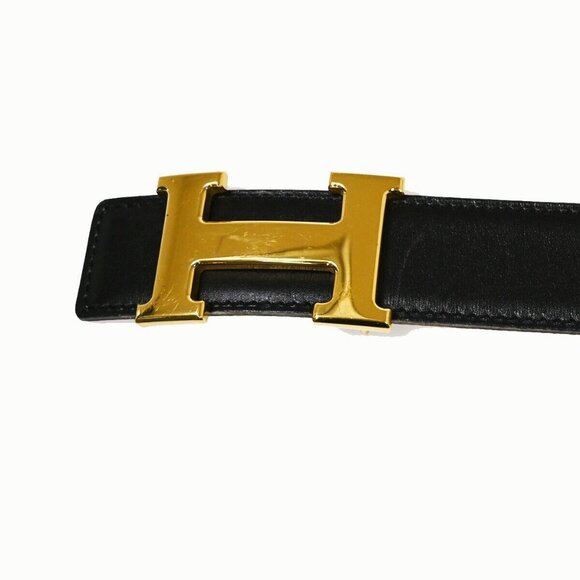 HERMES H Logo Constance Reversible Buckle Belt #65 Leather ▢C Black main image 11